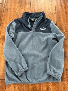 Puma Navy Blue Fleece Hoodie with Logo Trim